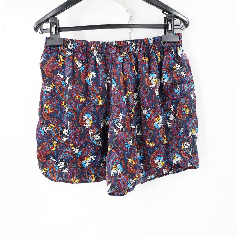 Vintage Disney store Silk Pajama Shorts Medium Goofy Mickey Mouse paisley print - Picture 4 of 9